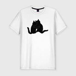 Футболка slim-fit Кошачьи объятия, цвет: белый