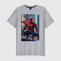 Мужская slim-футболка Человек-паук на страже