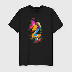 Футболка slim-fit Jazz styles in abstract color, цвет: черный