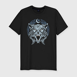 Футболка slim-fit Фенрир - кельтский волк, цвет: черный