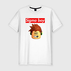 Мужская slim-футболка Sigma boy roblox head - мем Роблокс Сигма бой