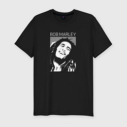 Футболка slim-fit Bob Marley abstract portrait, цвет: черный