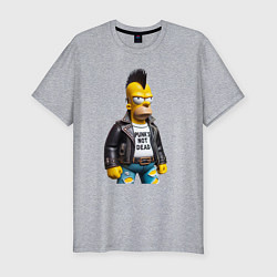 Мужская slim-футболка The harsh Homer Simpson - punks not dead