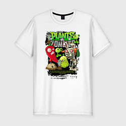 Мужская slim-футболка Растения против зомби с перчиком