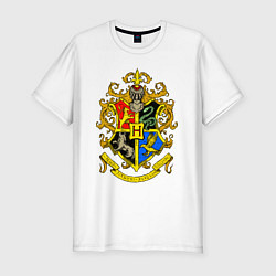 Футболка slim-fit Хогвартс - герб, цвет: белый