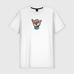 Мужская slim-футболка Жест руки Шака или Джамбо