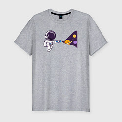 Футболка slim-fit Космический свет фонарика, цвет: меланж