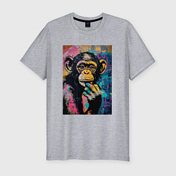 Футболка slim-fit Cute monkey, цвет: меланж