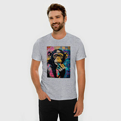 Футболка slim-fit Cute monkey, цвет: меланж — фото 2