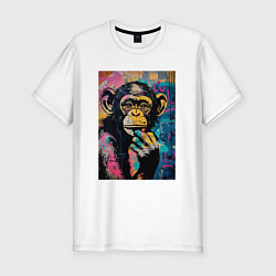 Футболка slim-fit Cute monkey, цвет: белый