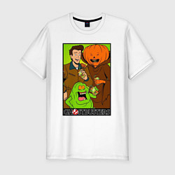 Мужская slim-футболка Ghostbuster - Peter Slimer Pumpkinhead