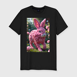 Футболка slim-fit Кролик из роз, цвет: черный
