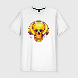 Футболка slim-fit Yellow skull and bananas - cyberpunk, цвет: белый