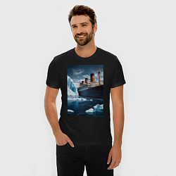 Футболка slim-fit Титаник плывет среди айсбергов, цвет: черный — фото 2