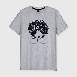 Футболка slim-fit Цветочная девушка, цвет: меланж