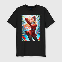 Футболка slim-fit Марин Китагава косплей 002 Darling in the Franxx, цвет: черный