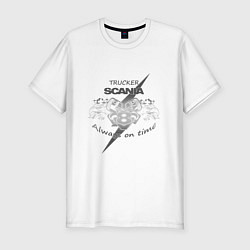 Футболка slim-fit Scania always on time, цвет: белый