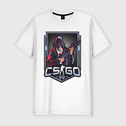 Футболка slim-fit Counter-Strike - спецназовец в противогазе, цвет: белый