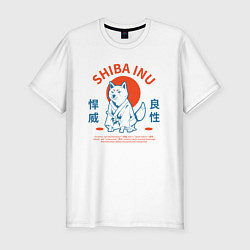 Футболка slim-fit Сиба ину , Японский стиль, цвет: белый