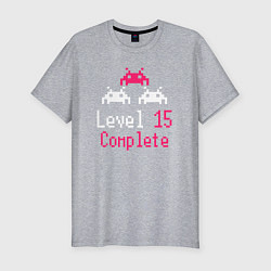 Футболка slim-fit Уровень 15 пройден, цвет: меланж
