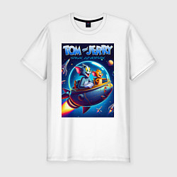 Футболка slim-fit Tom and Jerry - space adventure, цвет: белый