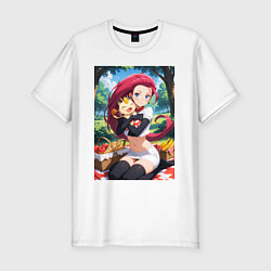 Мужская slim-футболка Джесси и Мяут на пикнике