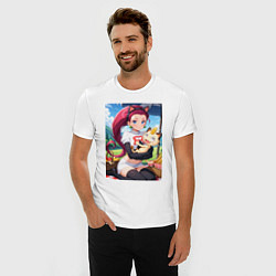 Футболка slim-fit Джесси и Мяут на пикнике, цвет: белый — фото 2