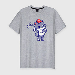 Футболка slim-fit Котёнок гольфист, цвет: меланж