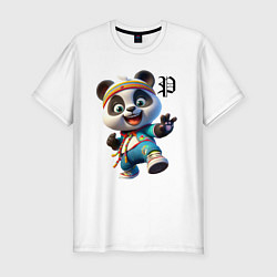 Мужская slim-футболка Funny panda cub - anime