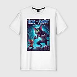 Футболка slim-fit Tom and Jerry - Halloween fantasy, цвет: белый