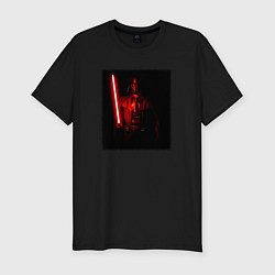 Мужская slim-футболка Вейдер с мечом во тьме