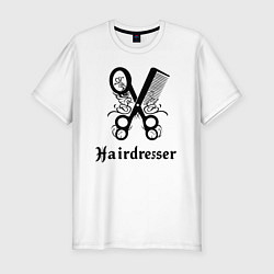 Мужская slim-футболка Ножницы-расчестка парикмахера