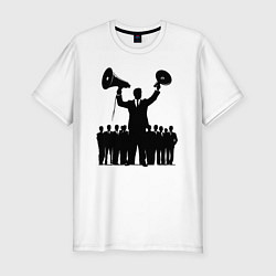 Мужская slim-футболка Пиарщик с мегафонами