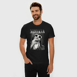 Футболка slim-fit Нирвана кобейн в очках, цвет: черный — фото 2