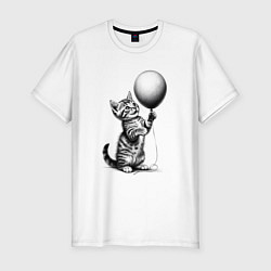 Футболка slim-fit Котенок с шариком, цвет: белый