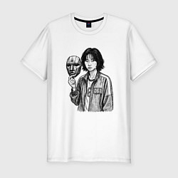 Футболка slim-fit Игра в кальмара 067 с маской, цвет: белый