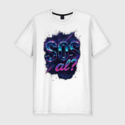 Мужская slim-футболка SOS meme