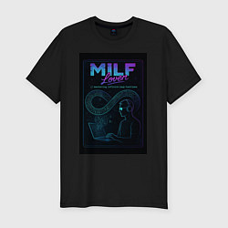 Футболка slim-fit Mastering Infinite Loop Functions - milf meme, цвет: черный