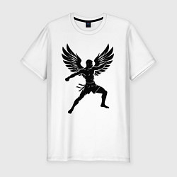 Футболка slim-fit Крылатый ММА боец, цвет: белый