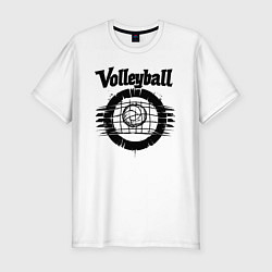 Футболка slim-fit Волейбольный мяч ударом в сетку, цвет: белый