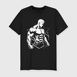 Футболка slim-fit Мускулистый аниме, цвет: черный