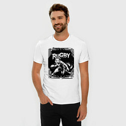 Футболка slim-fit Регби агрессивный игрок аниме, цвет: белый — фото 2