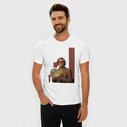 Футболка slim-fit Мужчина блондин с магическим шаром ретрофутуризм п, цвет: белый — фото 2