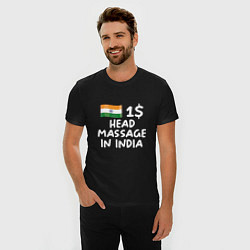 Футболка slim-fit Флаг Индии: head massage in india, цвет: черный — фото 2
