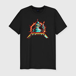 Футболка slim-fit Bender with pistol - Futurama, цвет: черный