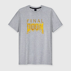 Мужская slim-футболка Doom final gold logo