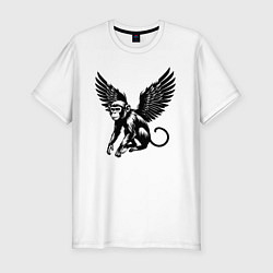 Футболка slim-fit Обезьяна с крыльями, цвет: белый