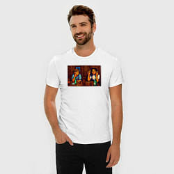 Футболка slim-fit День студента пиксель-арт мем, цвет: белый — фото 2