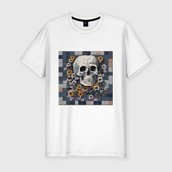 Мужская slim-футболка Череп в цветах мозаика
