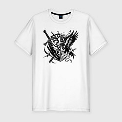 Футболка slim-fit Росгвардия меч и орел на щите, цвет: белый
